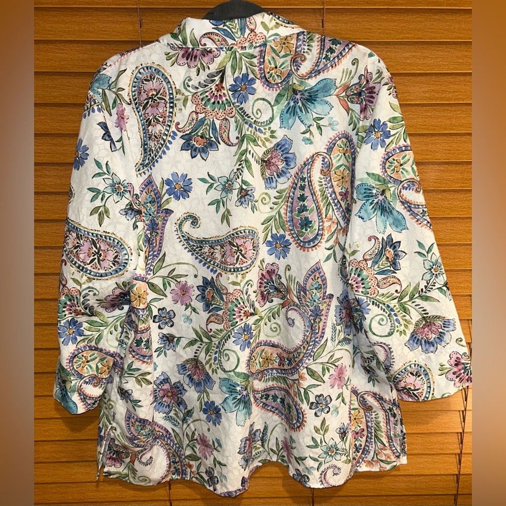 🔥 Alfred Dunner Multicolor Floral Paisley Button Down Shirt size XL - Picture 8 of 12